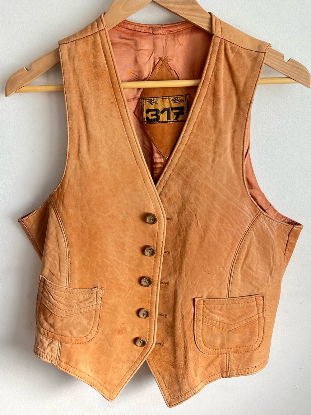 Vintage 1970’s The Bay Soft Cowhide Leather Vest Well Worn Medium